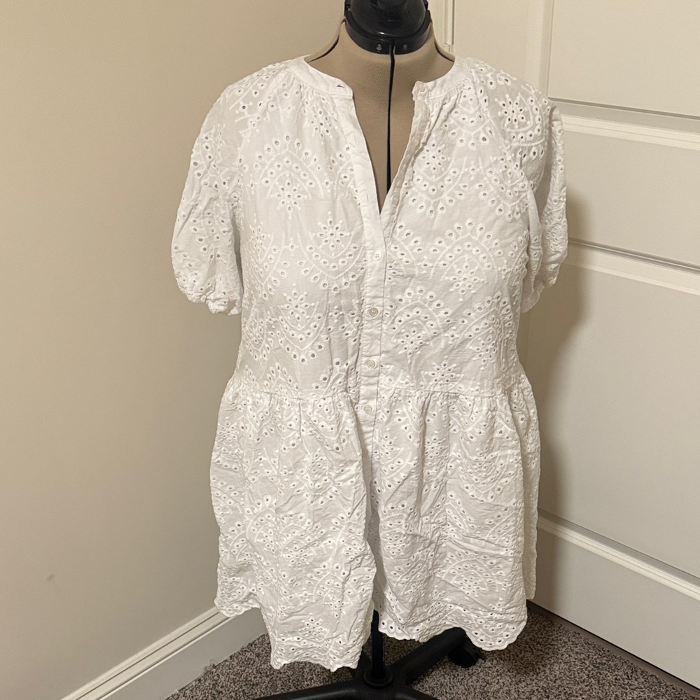 Terra & Sky Cream Eyelet Dress